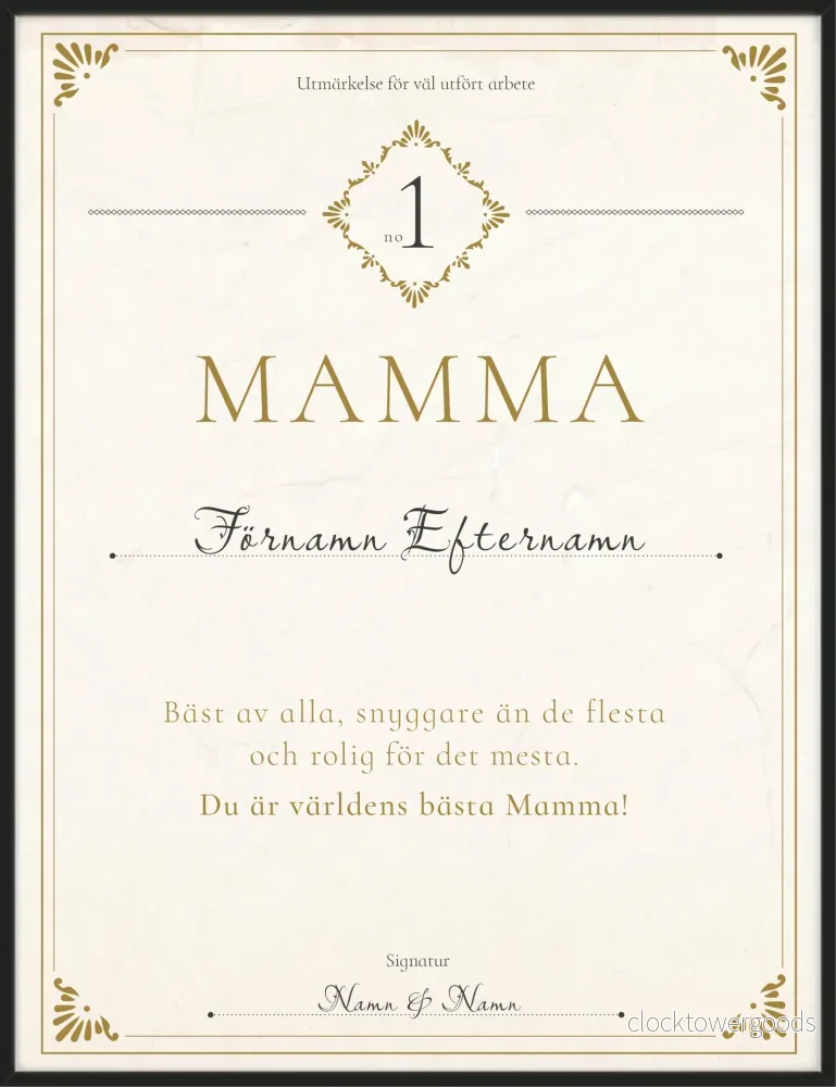 Mamma Diplom – Personlig Poster