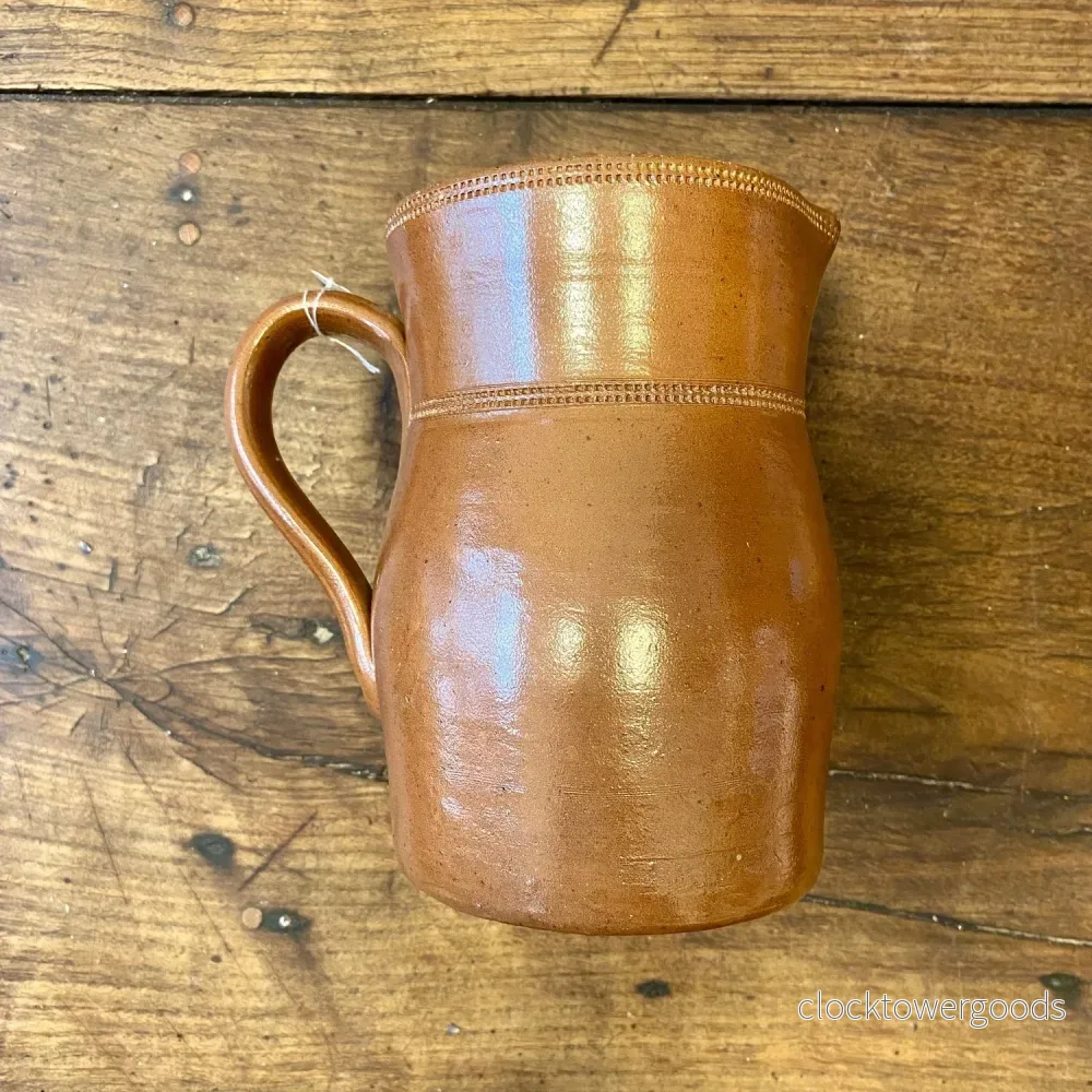 Vintage French Stoneware Pitcher – Brown Glaze – 18 cm