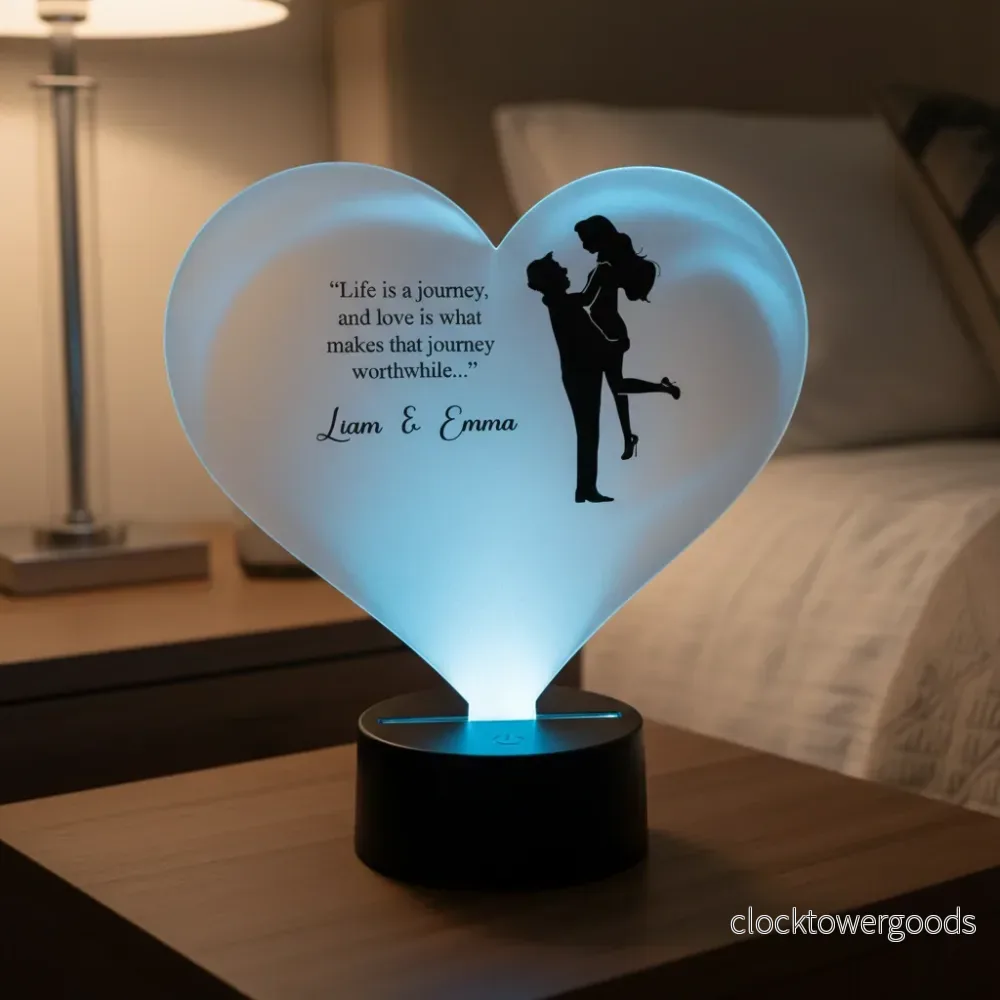 Personlig LED-nattlampa med hjärtformat plexiglas - Bild 3