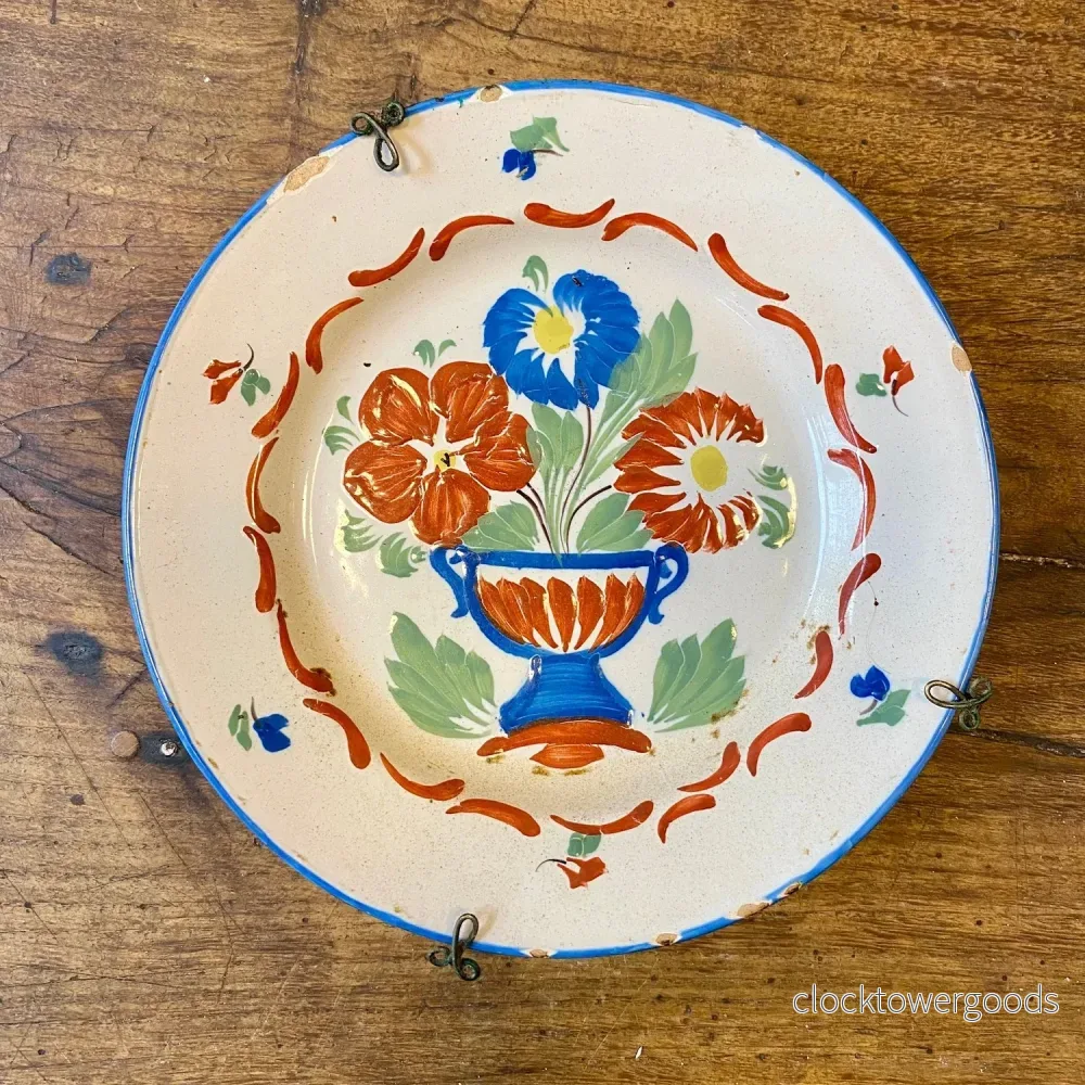 Vintage Quimper Wall Plate – Floral Basket