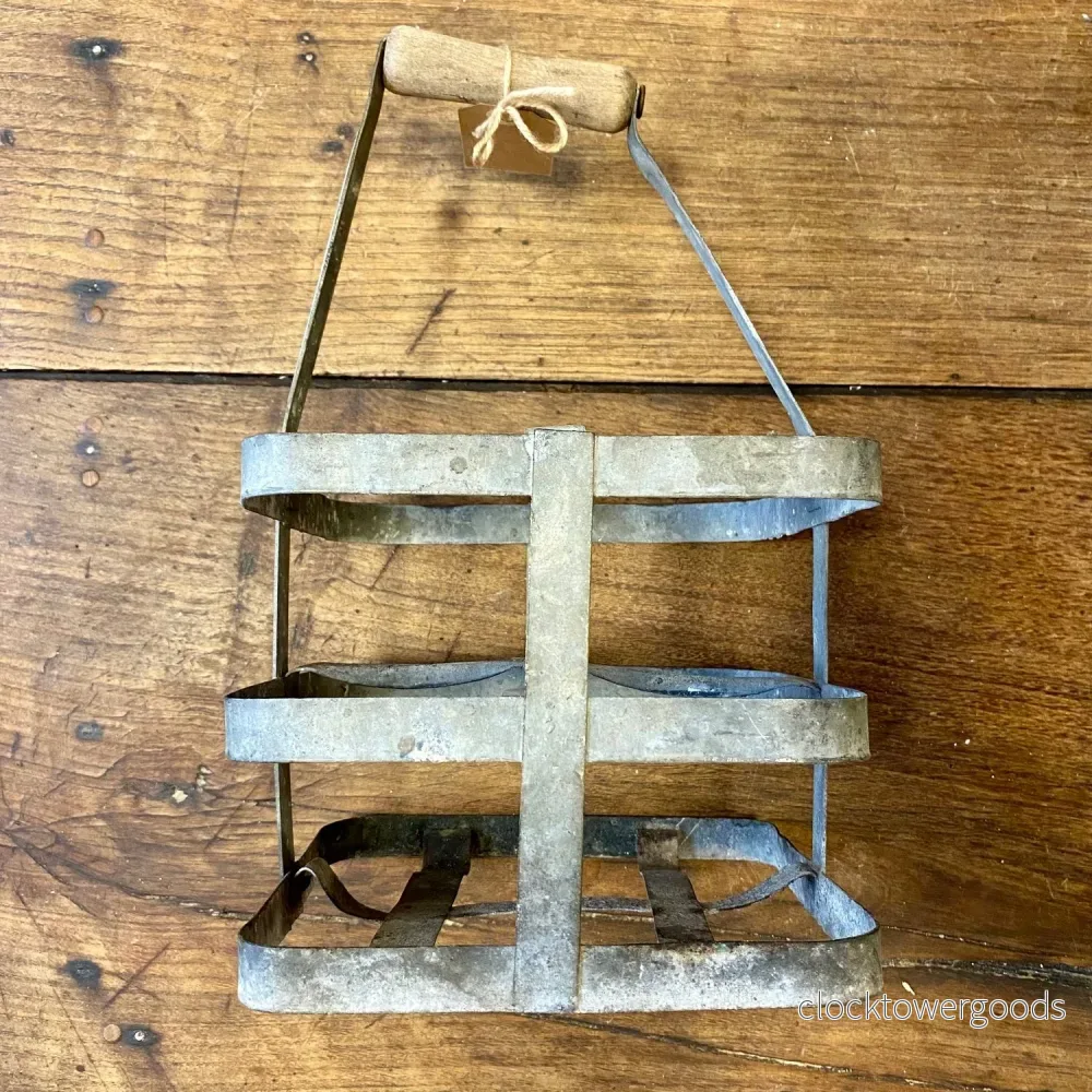 Vintage French Metal Bottle Carrier
