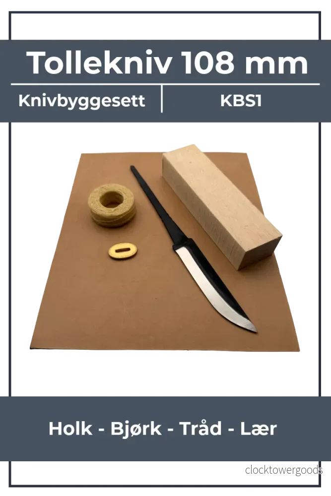 Knivbyggsats KBS1 – 108 mm med björk, holk och läder