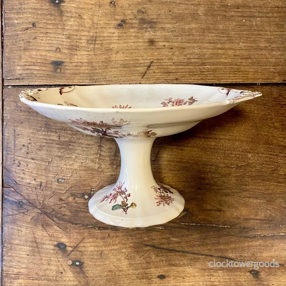 Vintage Sarreguemines Pedestal Dish Vintage Sarreguemines Pedestal Dish