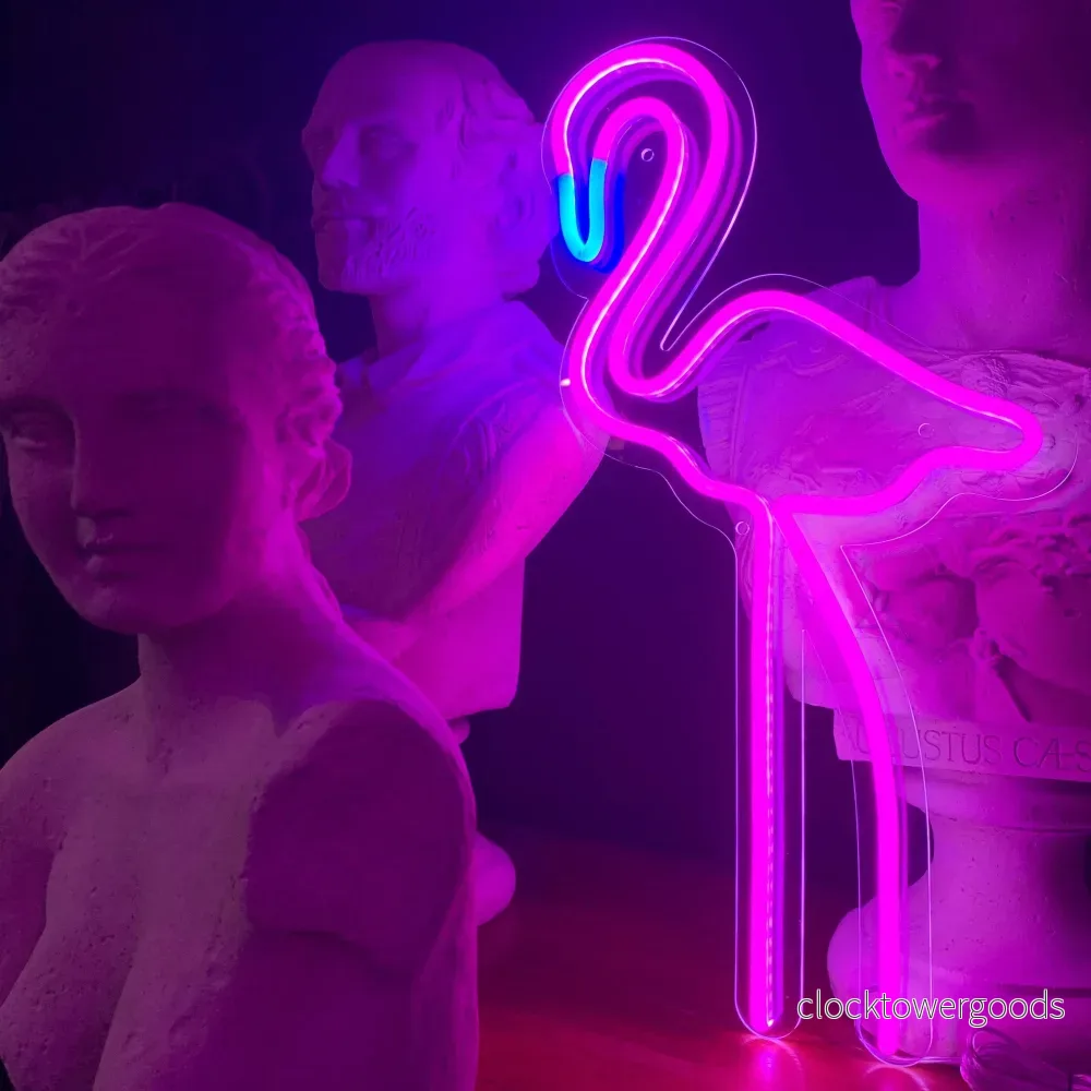 ”Flamingo” Led Neonskylt. Rosa.