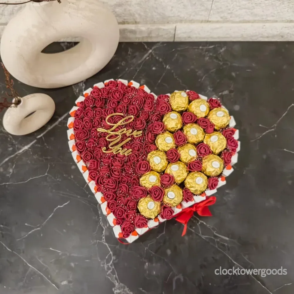 Chokladhjärta med Ferrero Rocher & Evighetsrosor - Bild 2