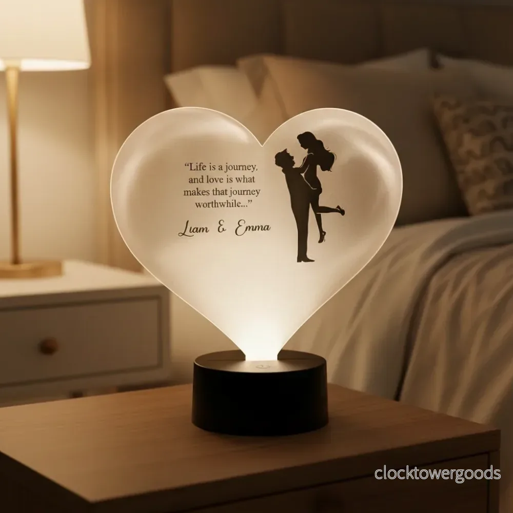 Personlig LED-nattlampa med hjärtformat plexiglas Personlig LED-nattlampa med hjärtformat plexiglas