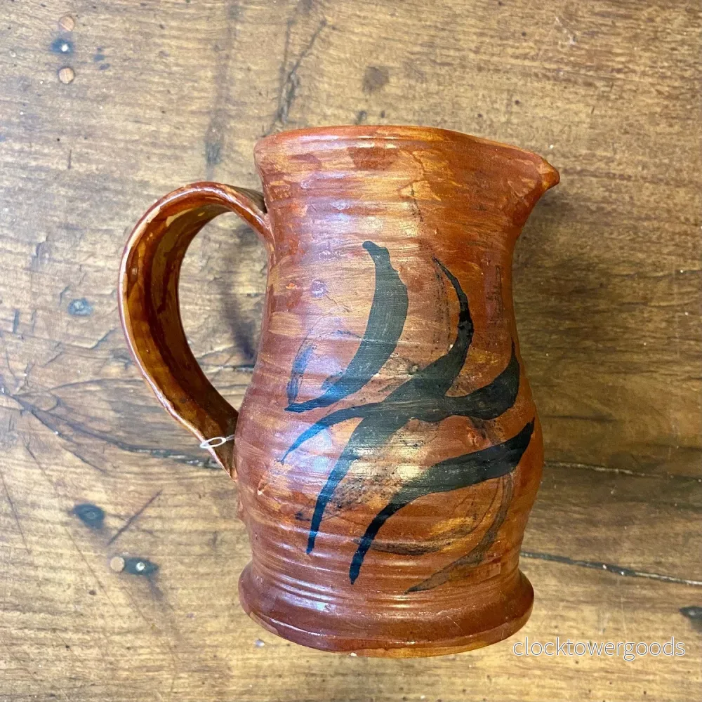 Vintage French Glazed Terracotta Pitcher – 17 cm Vintage French Glazed Terracotta Pitcher – 17 cm