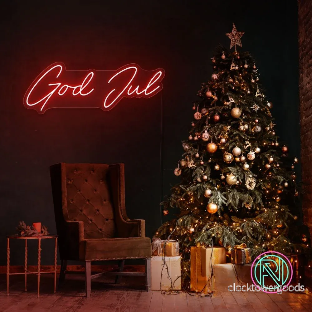 ”God jul” LED NEONSKYLT. ”God jul” LED NEONSKYLT.