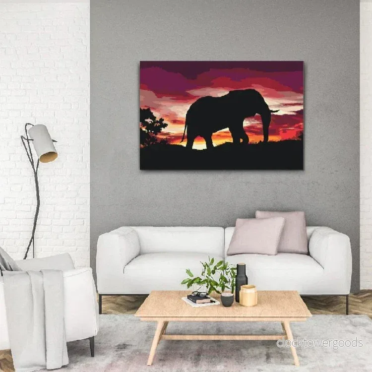 AFRIKANSK ELEFANT I SOLNEDGÅNG - Bild 2