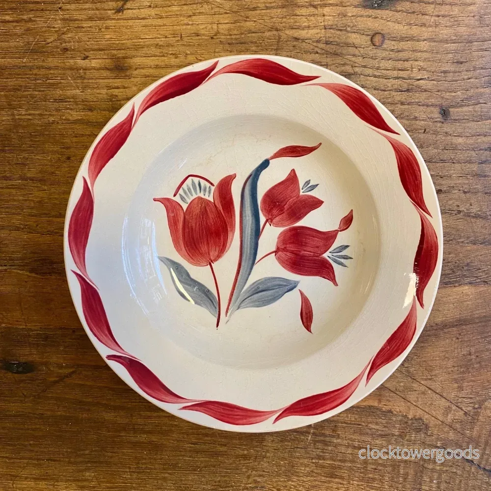 Vintage Gien “Monaco” Shallow Bowl – Red Floral Vintage Gien “Monaco” Shallow Bowl – Red Floral