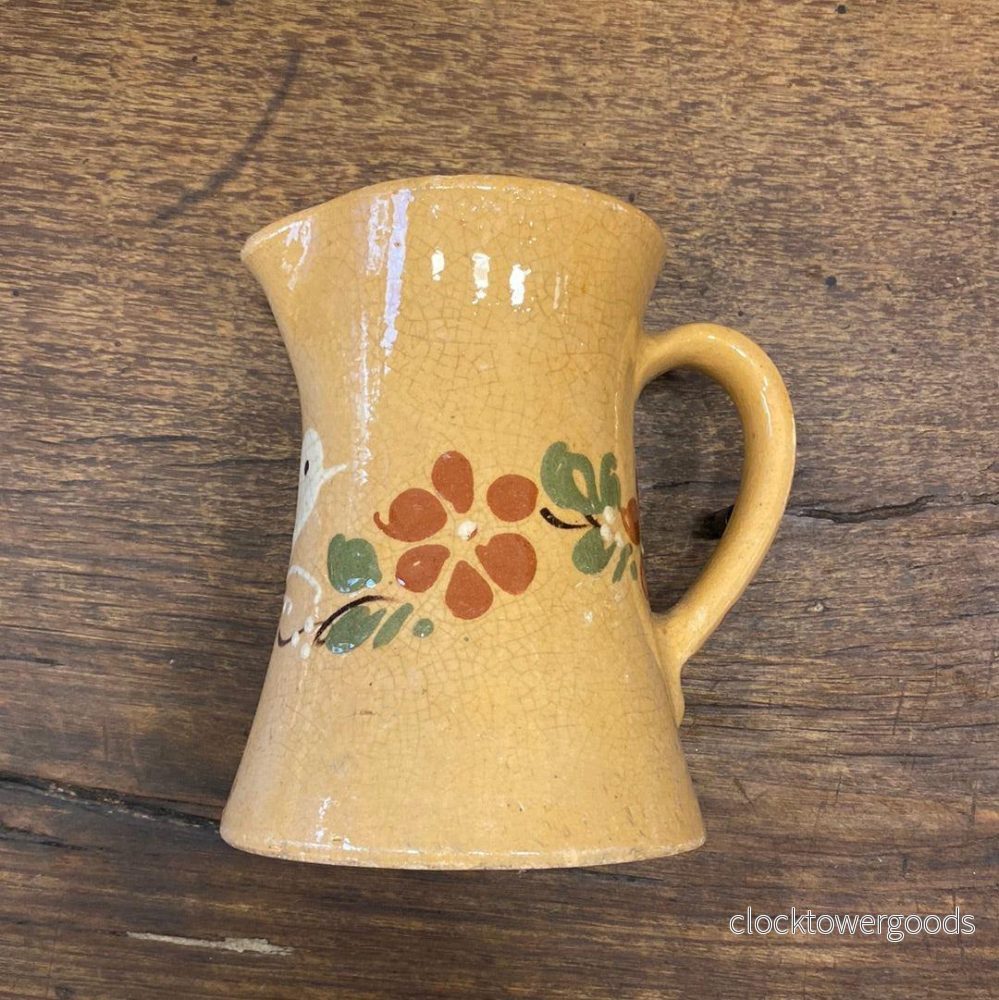 Hand-painted French Ceramic Pitcher – Bird & Floral Motif