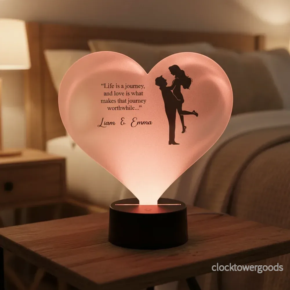 Personlig LED-nattlampa med hjärtformat plexiglas - Bild 2