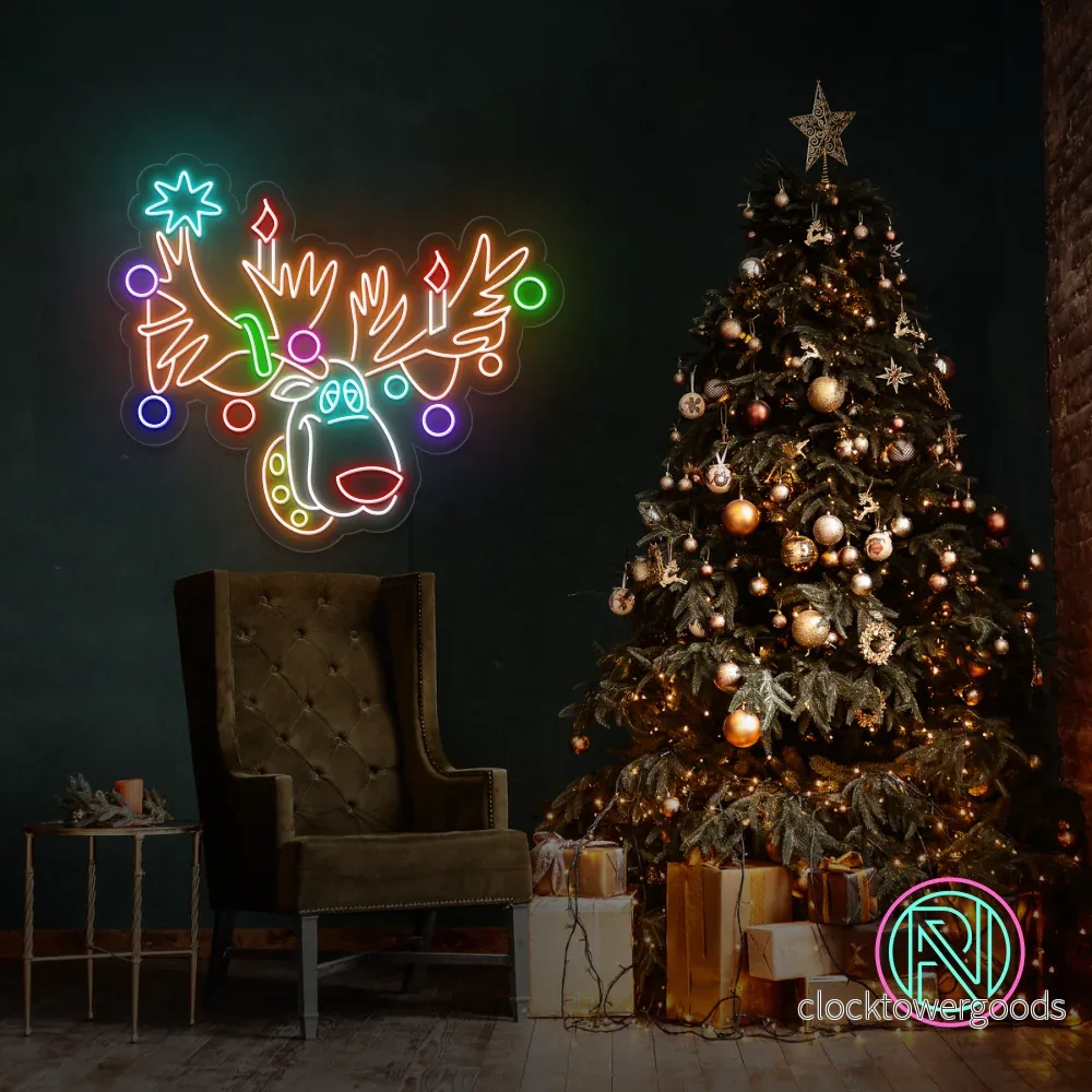 ”Santa Claus’s reindeer” Led neonskylt. ”Santa Claus’s reindeer” Led neonskylt.