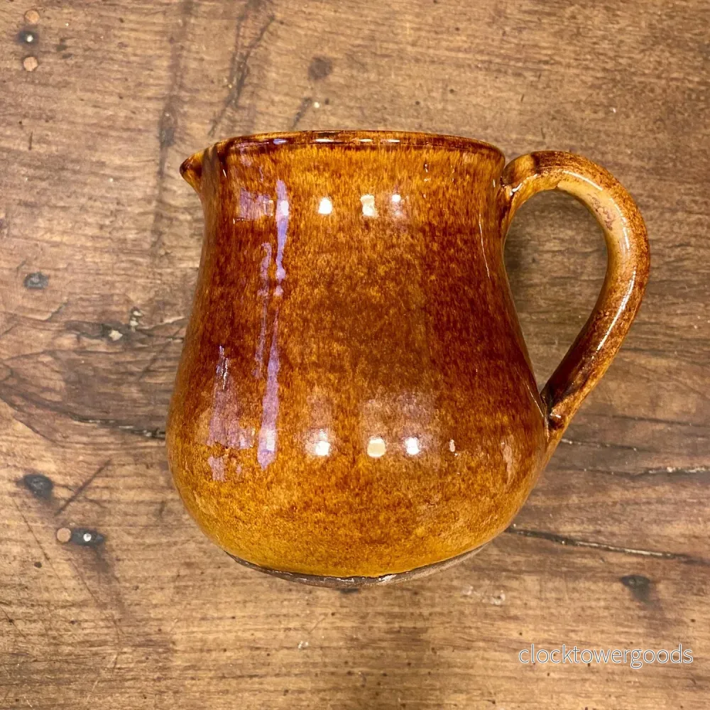Vintage French Ochre Glazed Ceramic Pitcher - Bild 2