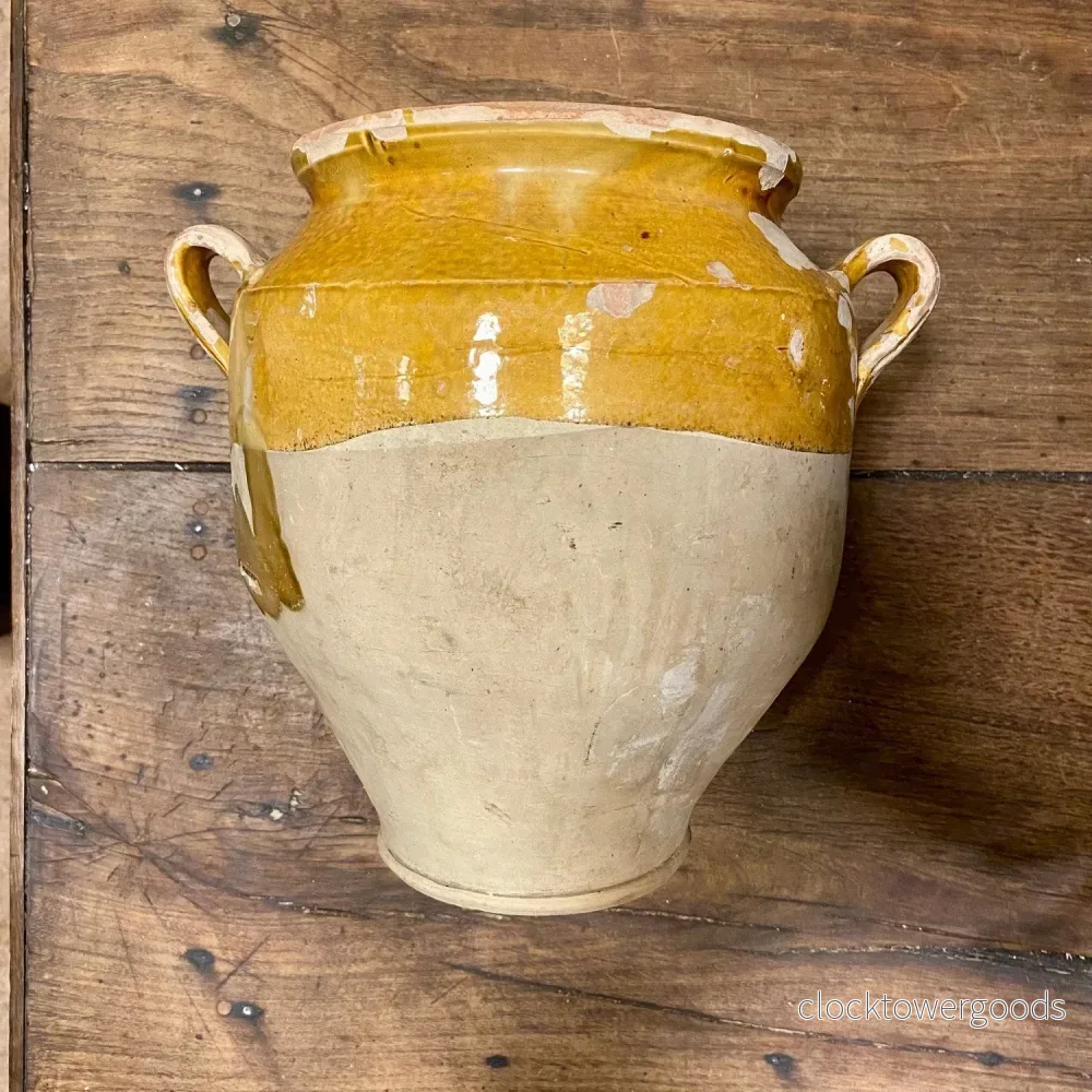 Antique French Terracotta Confit Pot – Ochre Glaze Antique French Terracotta Confit Pot – Ochre Glaze