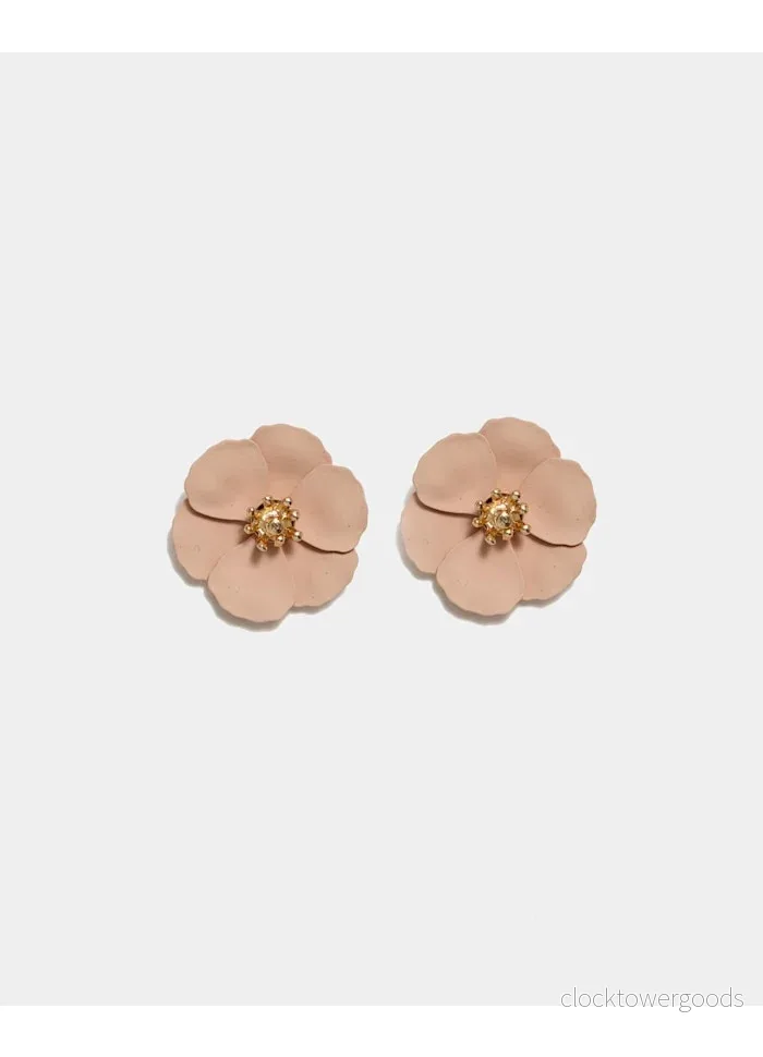 Flower CLIP-ON Örhängen, Nude pink