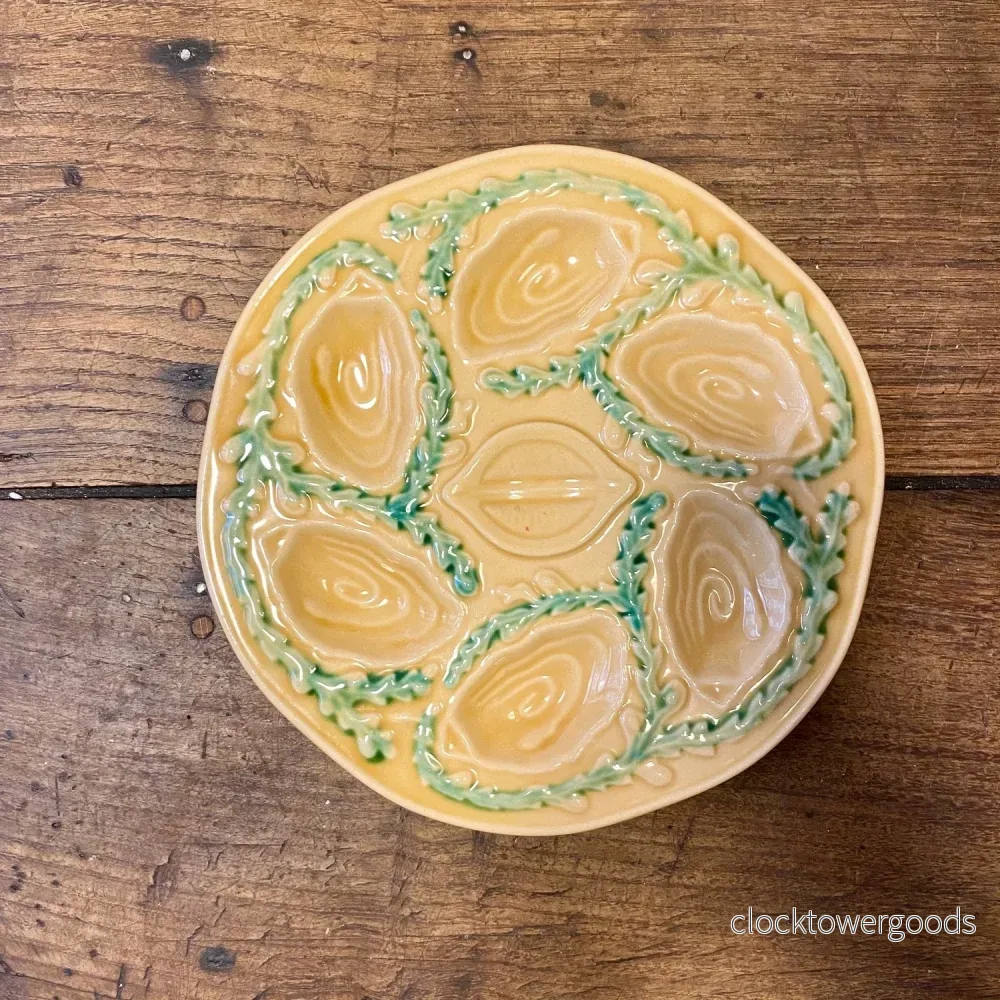 Vintage French Oyster Plate – Yellow & Green Vintage French Oyster Plate – Yellow & Green