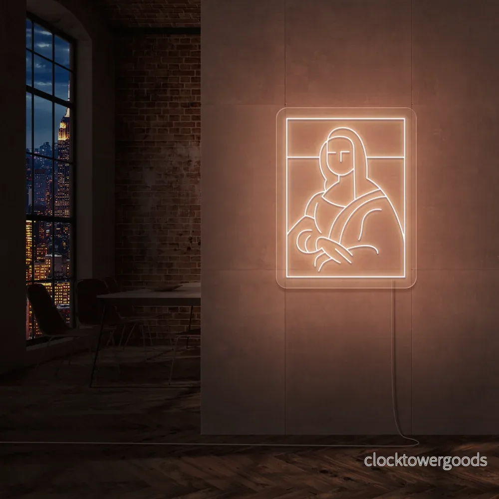 "Mona Lisa" Led neonskylt. Svartvit - Bild 3