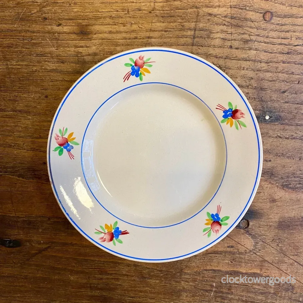 Vintage Gien “Nice” Dessert Plate – Blue Floral Vintage Gien “Nice” Dessert Plate – Blue Floral
