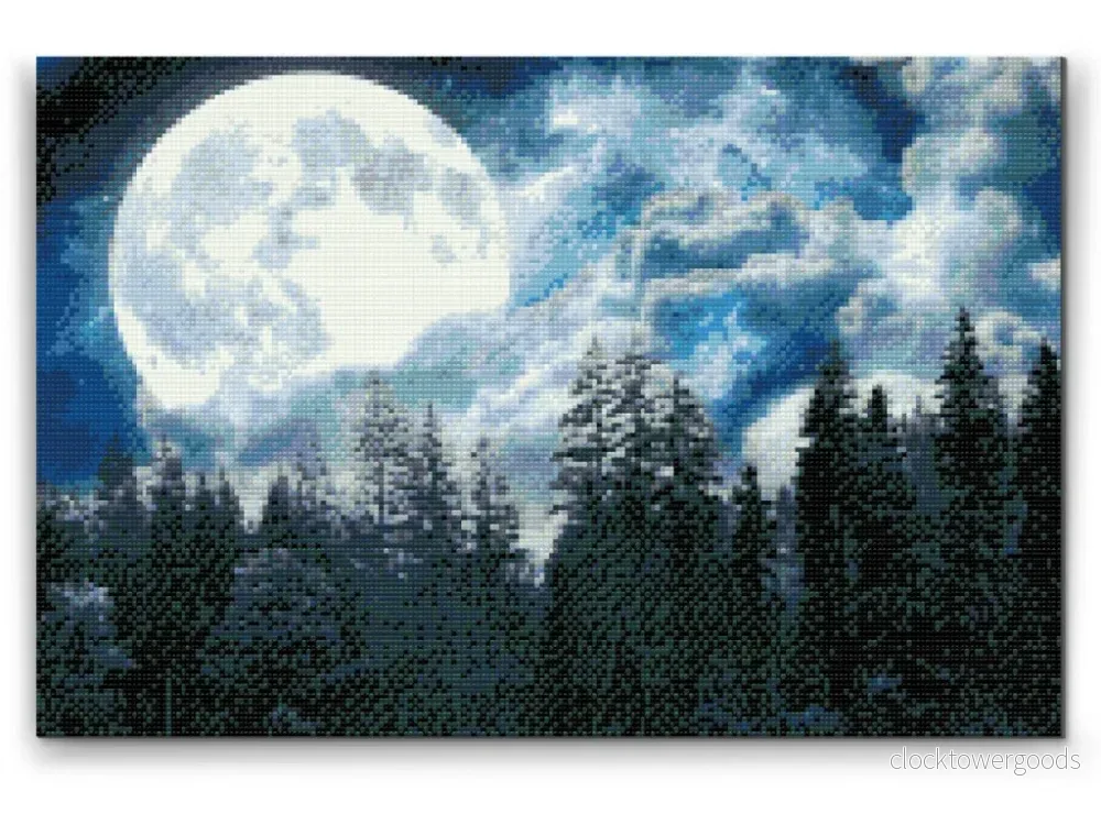 FULLMÅNE ÖVER SKOGEN - diamond painting