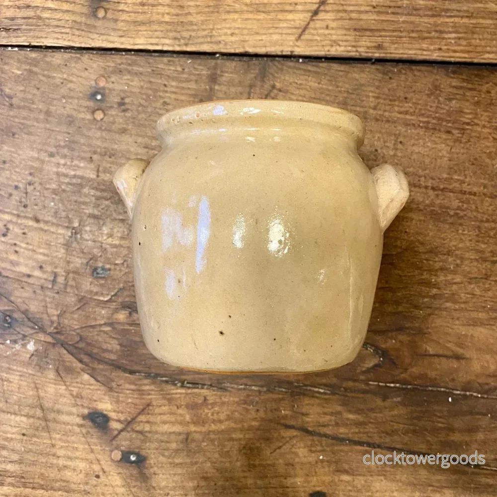 Vintage French Beige Stoneware Pot with Handles - Bild 2