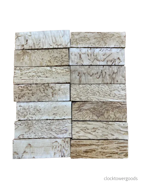 Premium naturell valbjörk/masurbjörk MBS, ca 30 × 40 × 125 mm
