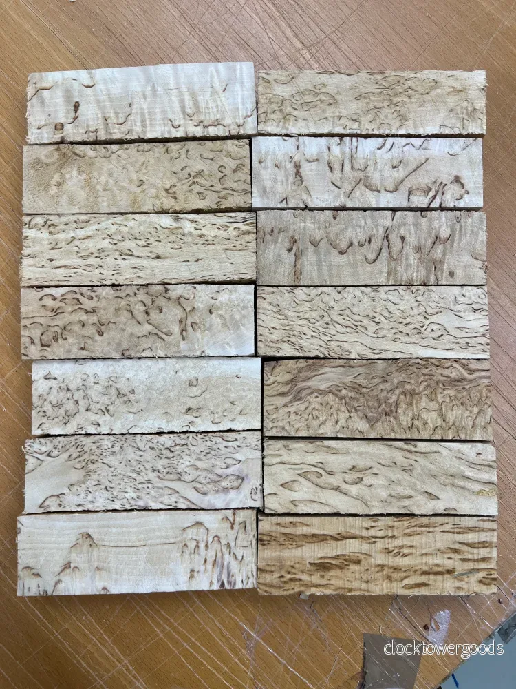 Premium naturell valbjörk/masurbjörk MBS, ca 30 × 40 × 125 mm - Bild 2