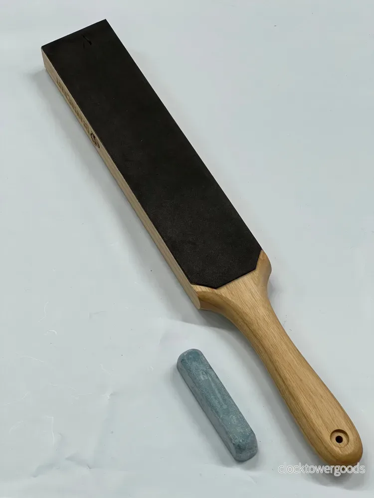 Dubbelsidig läderstrigel 220 × 50 mm med slippasta LS6P1 Dubbelsidig läderstrigel 220 × 50 mm med slippasta LS6P1