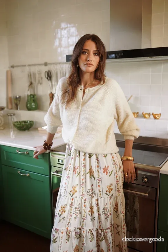 Alba stickad kofta, Beige - Bild 2