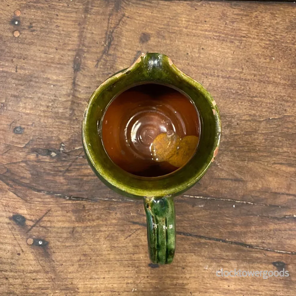 Vintage French Green Glazed Ceramic Pitcher - Bild 3