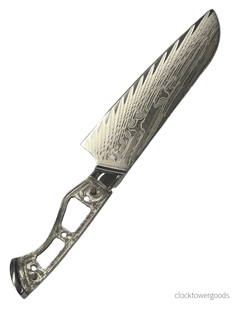 Santoku – VG10 damaskkockkniv 8" med fulltånge och holkar - Bild 3
