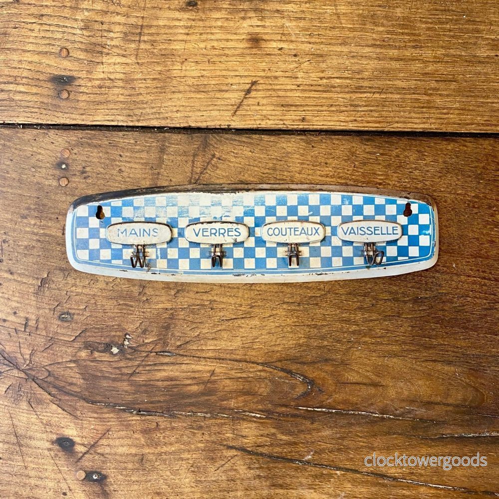 French Vintage Kitchen Hook Rack – 33 × 9 cm