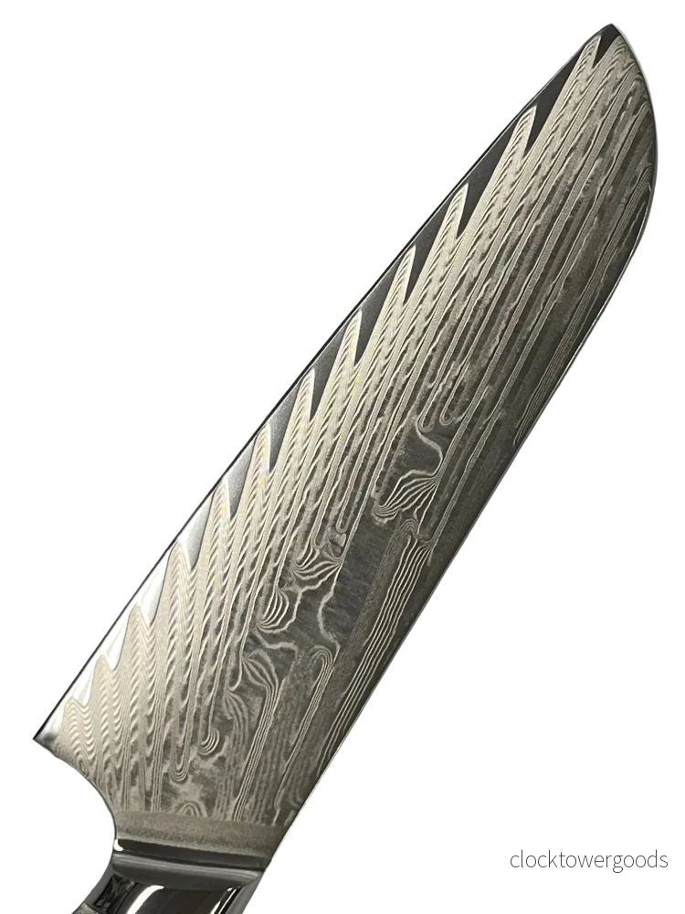 Santoku – VG10 damaskkockkniv 8" med fulltånge och holkar - Bild 2