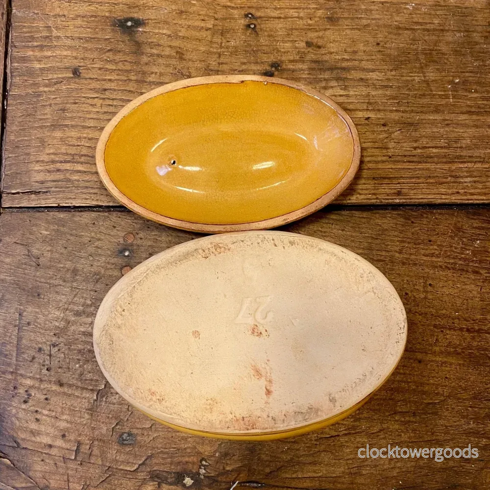 Vintage French Stoneware Terrine – Ochre Yellow - Bild 3