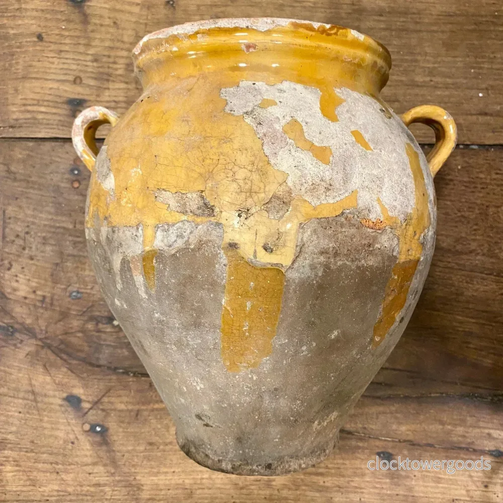 Antique French Terracotta Confit Pot – Ochre Glaze - Bild 2