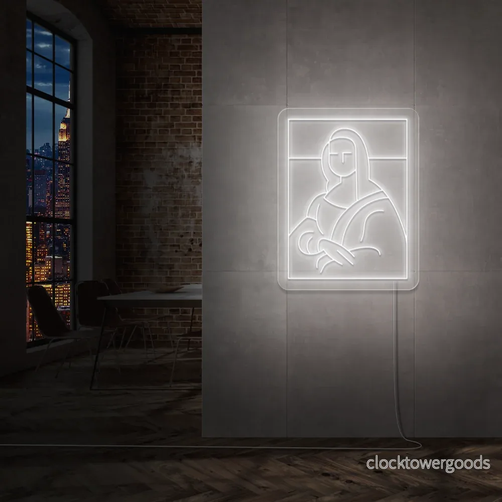 "Mona Lisa" Led neonskylt. Svartvit