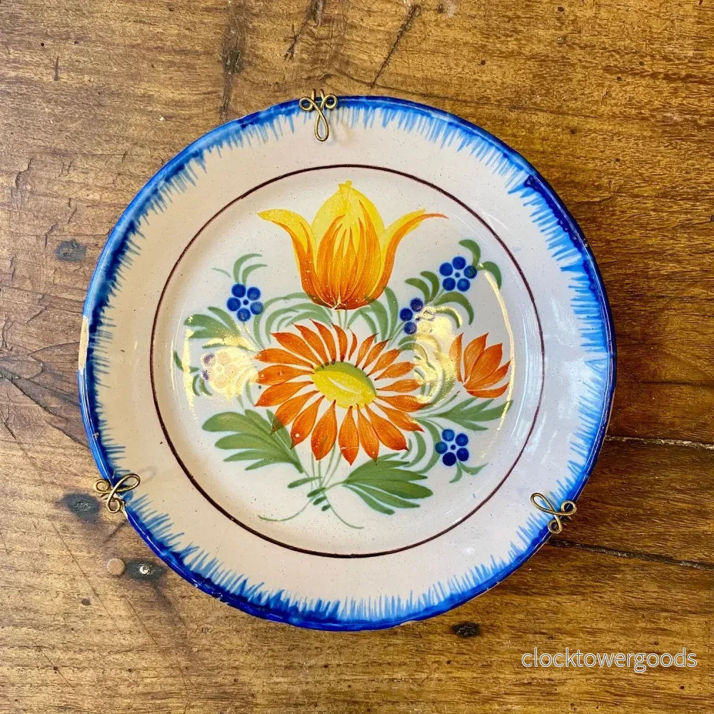 Vintage French Hand-Painted Wall Plate – Floral Motif Vintage French Hand-Painted Wall Plate – Floral Motif