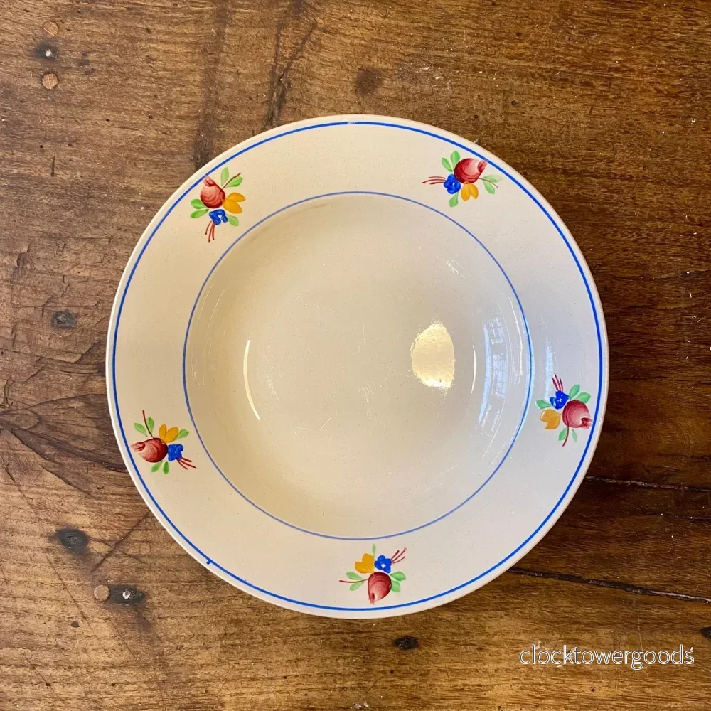 Vintage Gien “Nice” Soup Bowl Blue Floral Vintage Gien “Nice” Soup Bowl Blue Floral