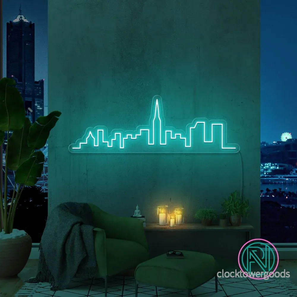 "Skyline" Led neonskylt. - Bild 3