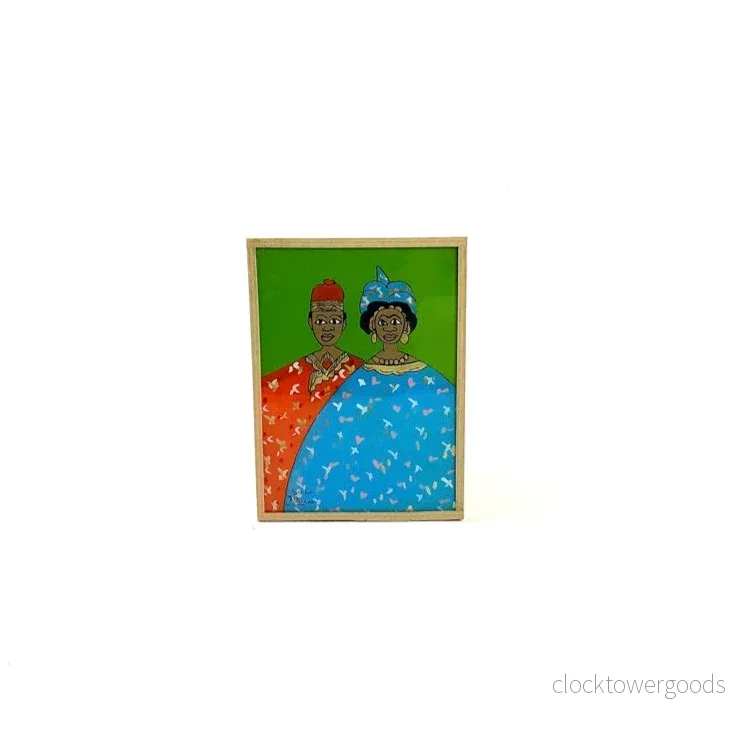GLASTAVLA ”Par, Grön Bakgrund” 15x11cm GLASTAVLA ”Par, Grön Bakgrund” 15x11cm