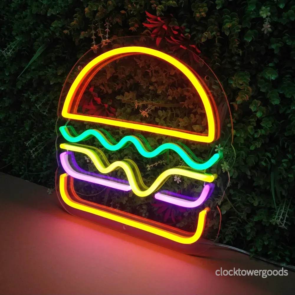 "Hamburgare" Led neonskylt. - Bild 2