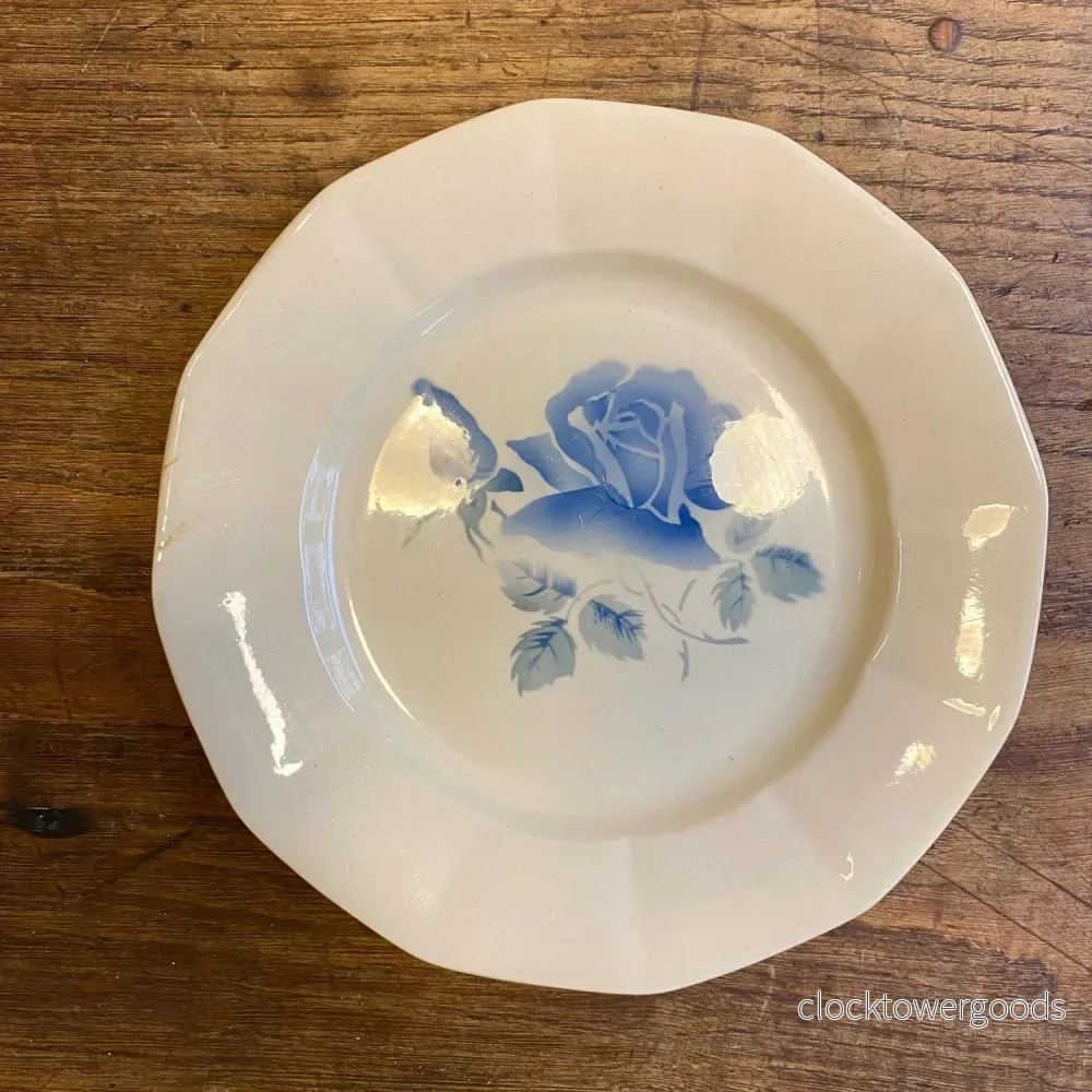 Vintage Digoin Sarreguemines Dinner Plate – Blue Rose Vintage Digoin Sarreguemines Dinner Plate – Blue Rose
