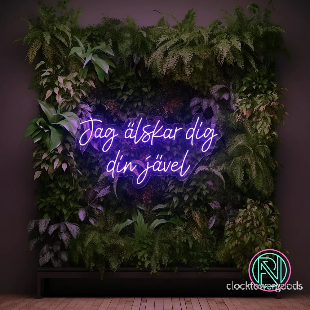 ”Jag älskar dig din jävel” Led neonskylt. ”Jag älskar dig din jävel” Led neonskylt.
