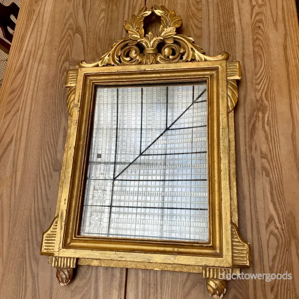 Vintage Gilt Mirror With Laurel Wreath Crest Vintage Gilt Mirror With Laurel Wreath Crest