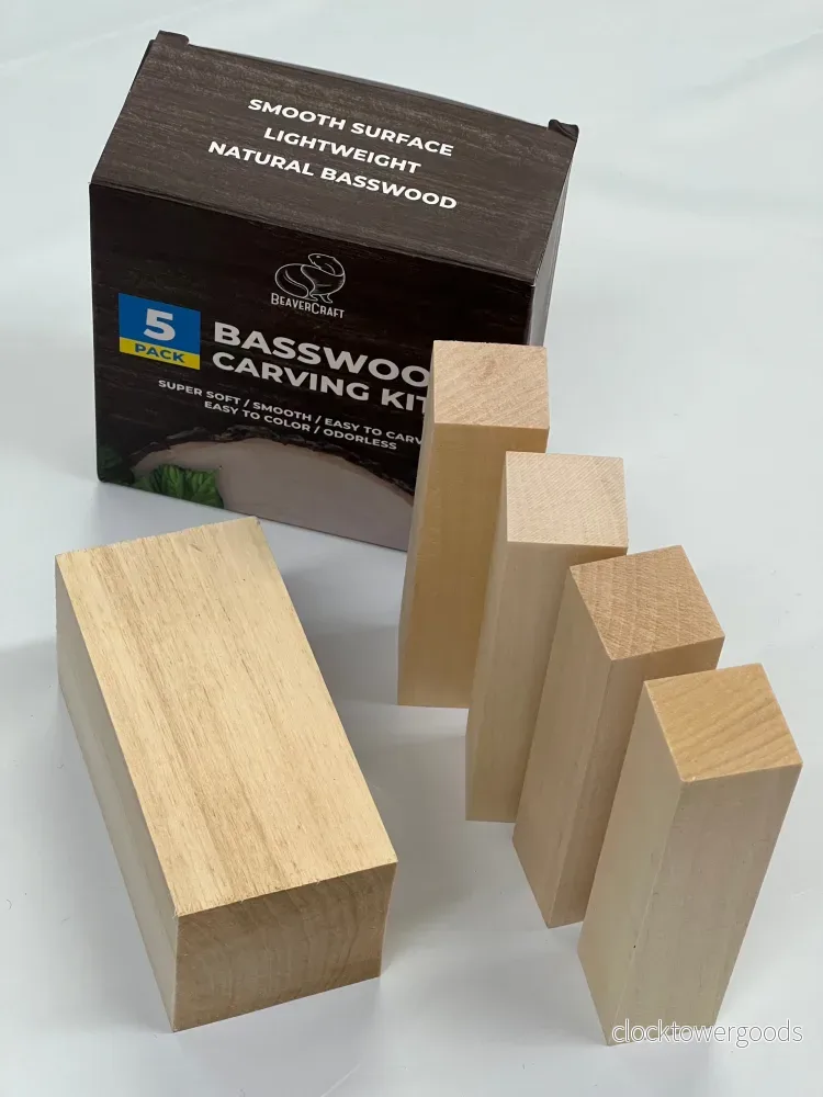 Basswood-ämnen av lindträ för träsnideri BW5, 5-pack, BeaverCraft - Bild 2