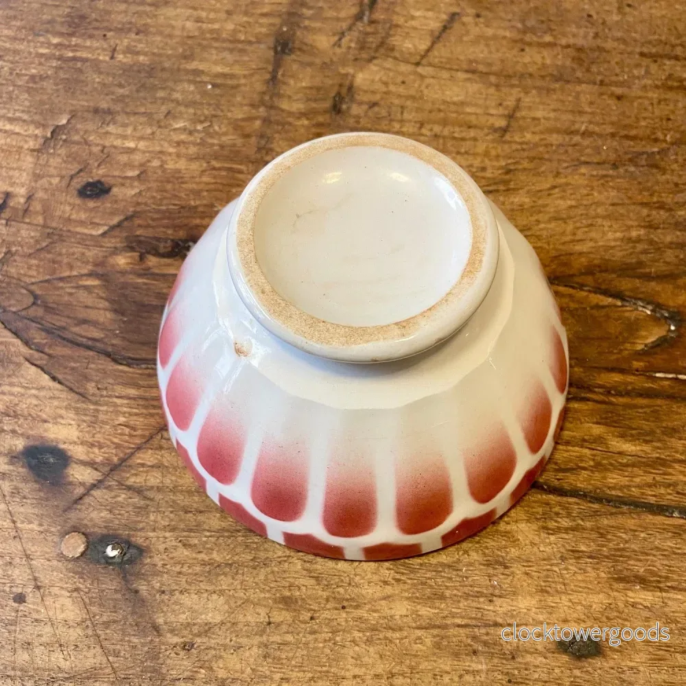 Vintage French Café au Lait Bowl – Red Geometric