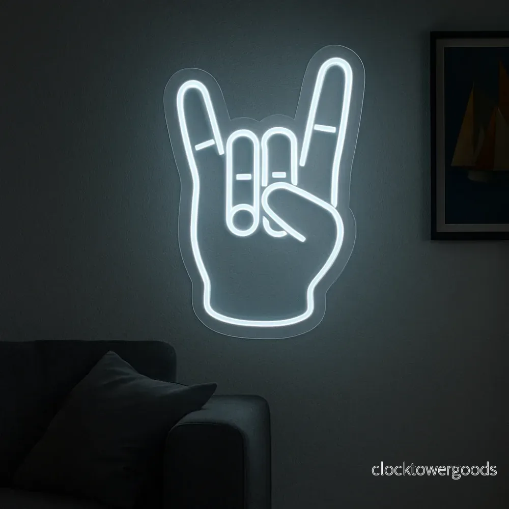 "Rock Hand" Led Neonskylt. - Bild 2