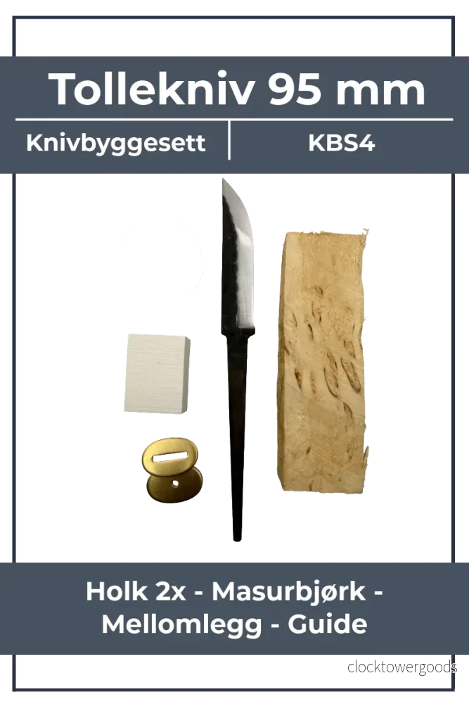 Knivbyggsats KBS4 – 95 mm, hammarfinish med masurbjörk och mässingsholkar Knivbyggsats KBS4 – 95 mm, hammarfinish med masurbjörk och mässingsholkar