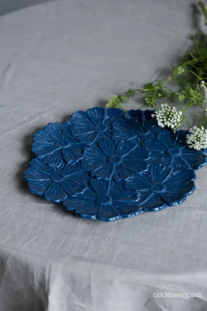 Flor, Serveringsfat, Mörkblått Flor, Serveringsfat, Mörkblått