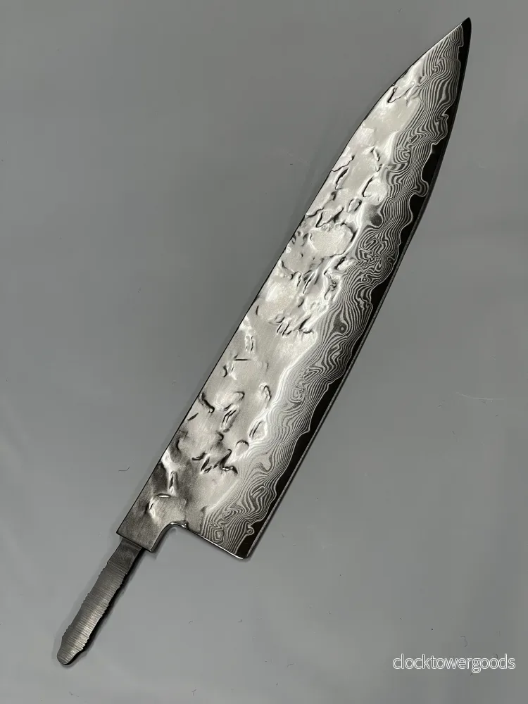 Kockkniv 200mm VG-10 Polerad Brute de forge Damaskus - Bild 2